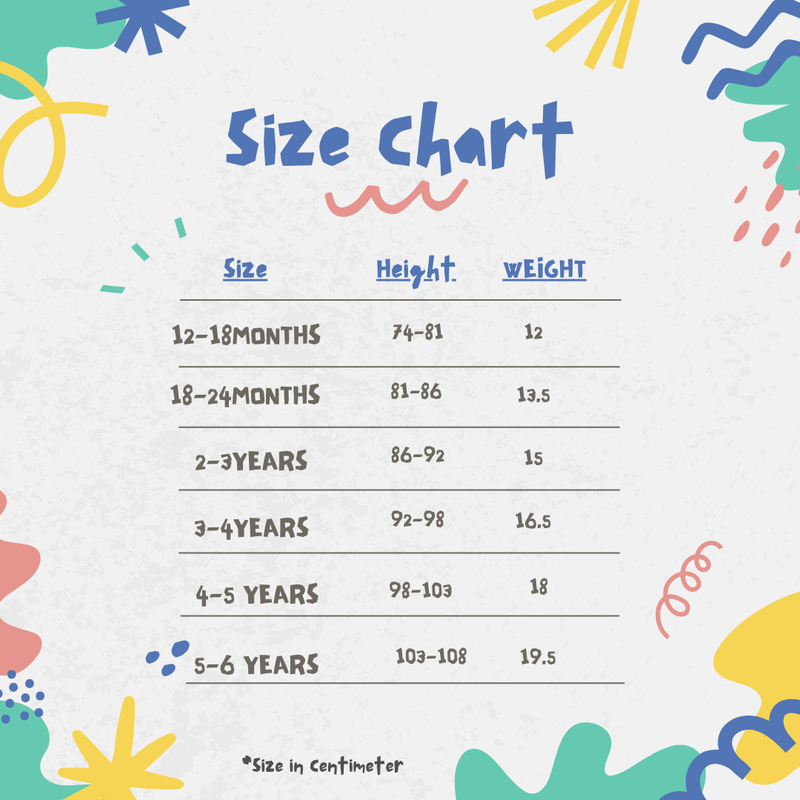Size chart for Ecoo Floral B
