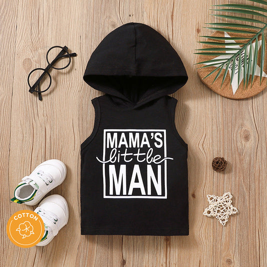 Letter Print Hooded Tank Top