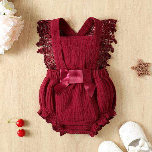 Lace Design Sleeveless Romper