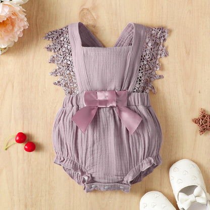 Lace Design Sleeveless Romper