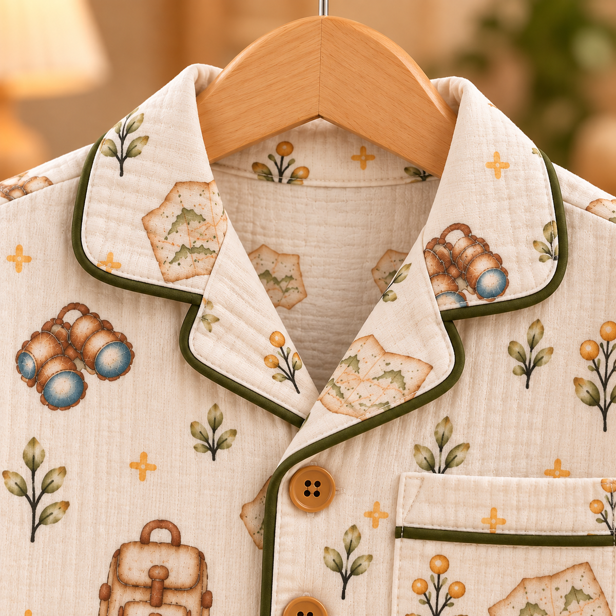 Little Explorer night suit, collar detail