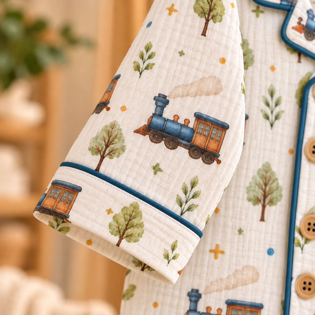 Choo Choo night suit, sleeve detail