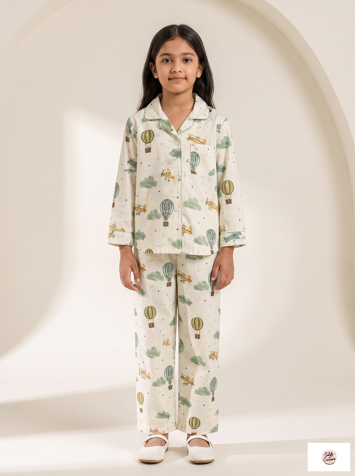 Up & Away night suit worn by a child, front view