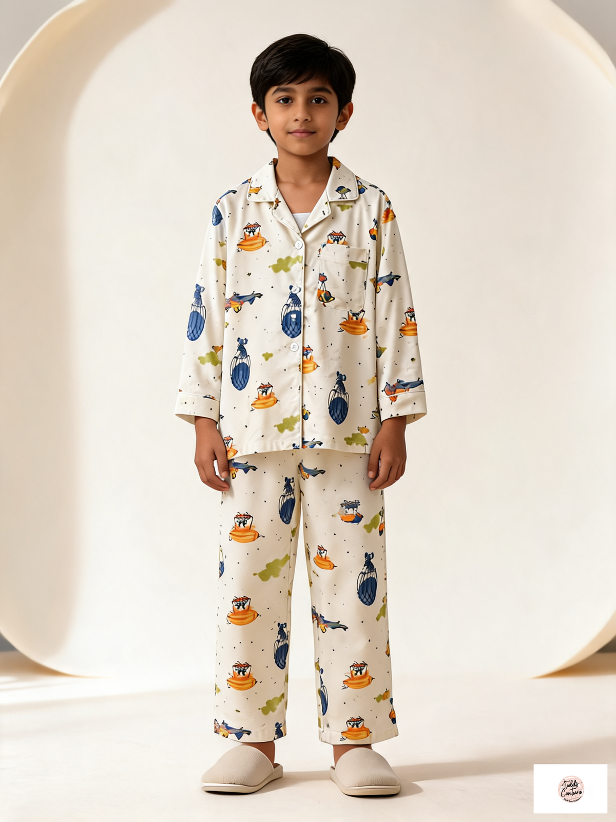 Sky Sailor night suit worn by a child, front view